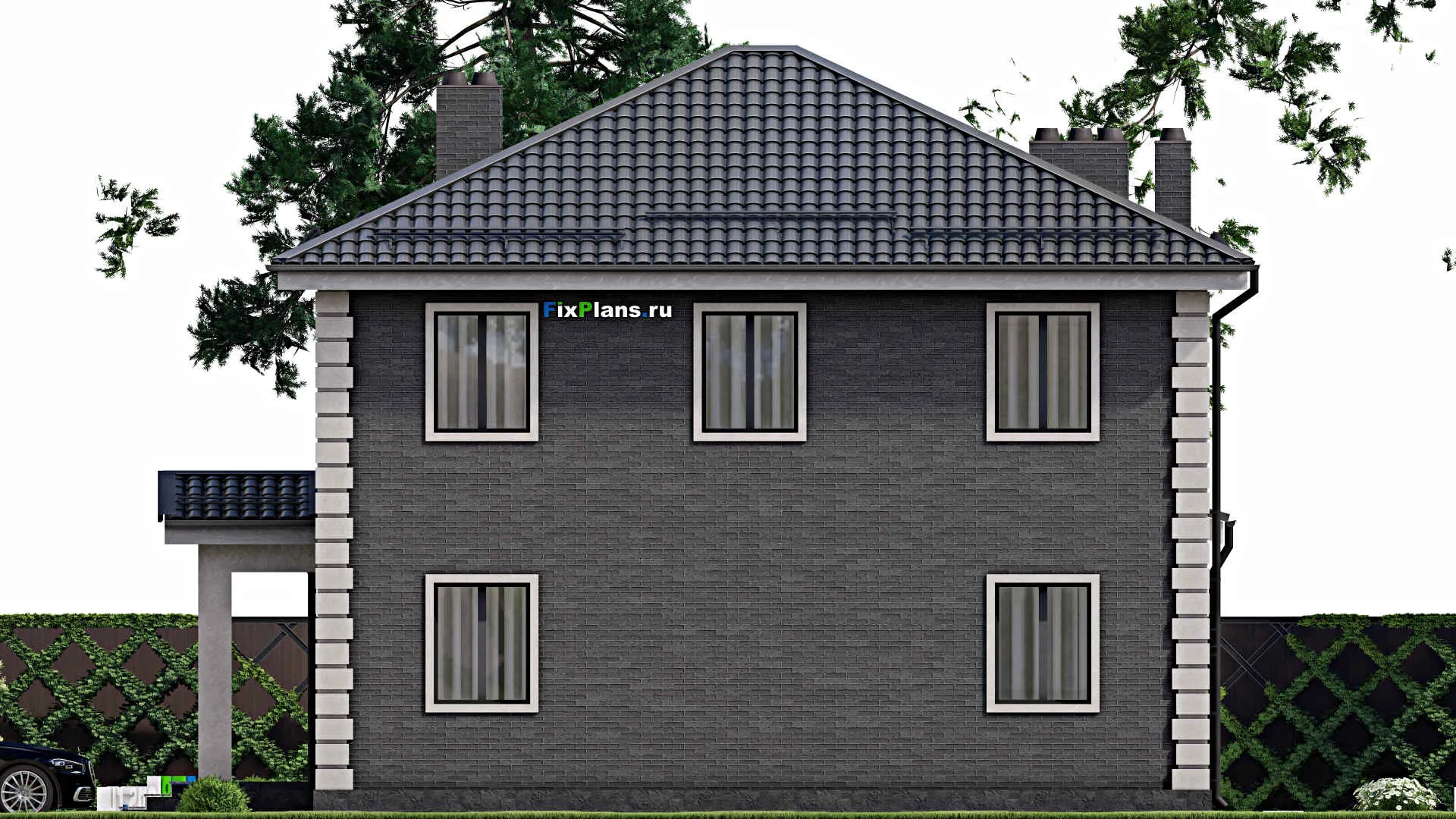 F-4274 - Проект двухэтажного дома 10 на 11, площадью 180 м² с террасой и 5 спальнями