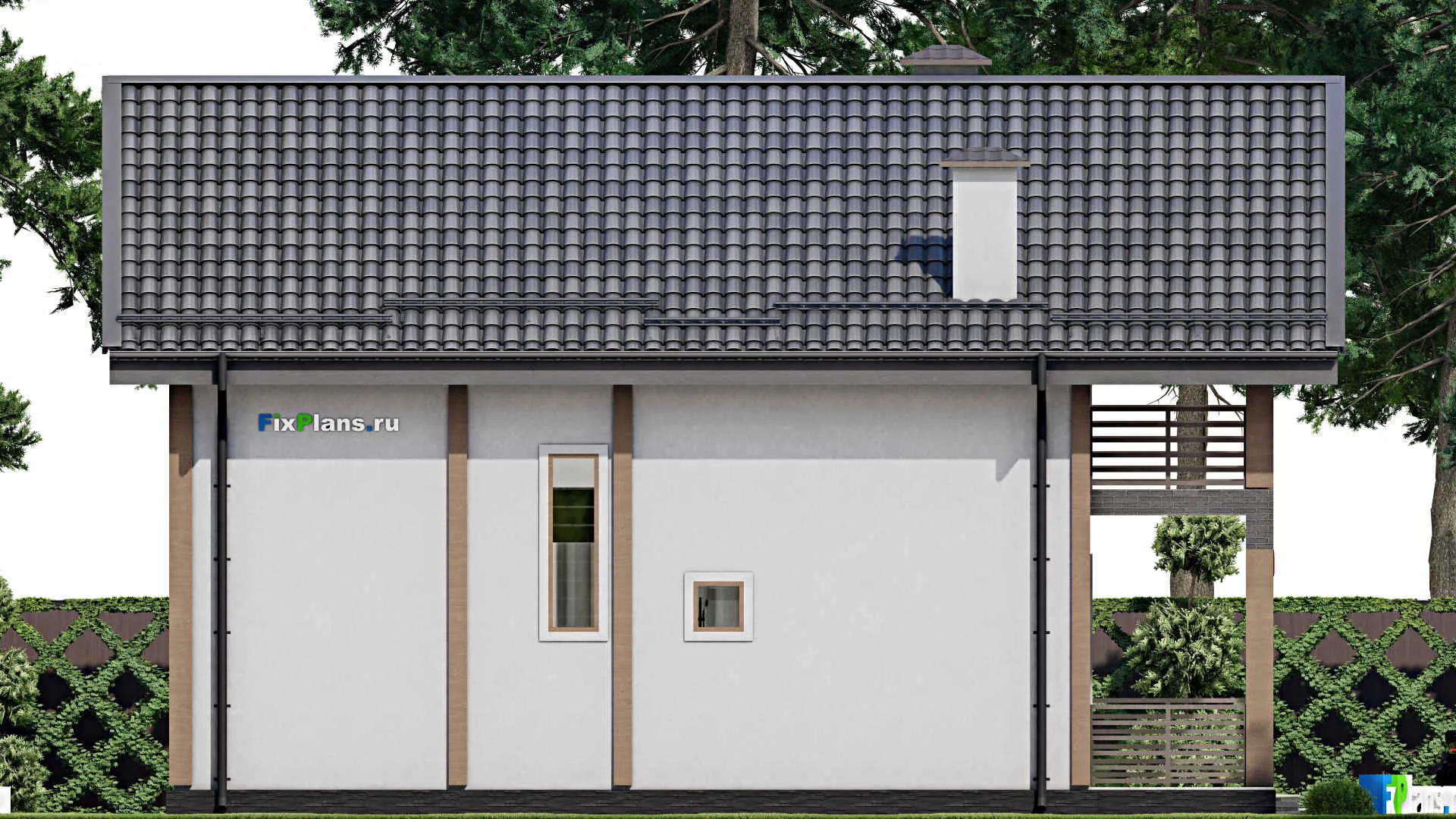 F-9143 - Проект дома с мансардой 9 на 12, площадью 160 м² с террасой, балконом и 5 спальнями