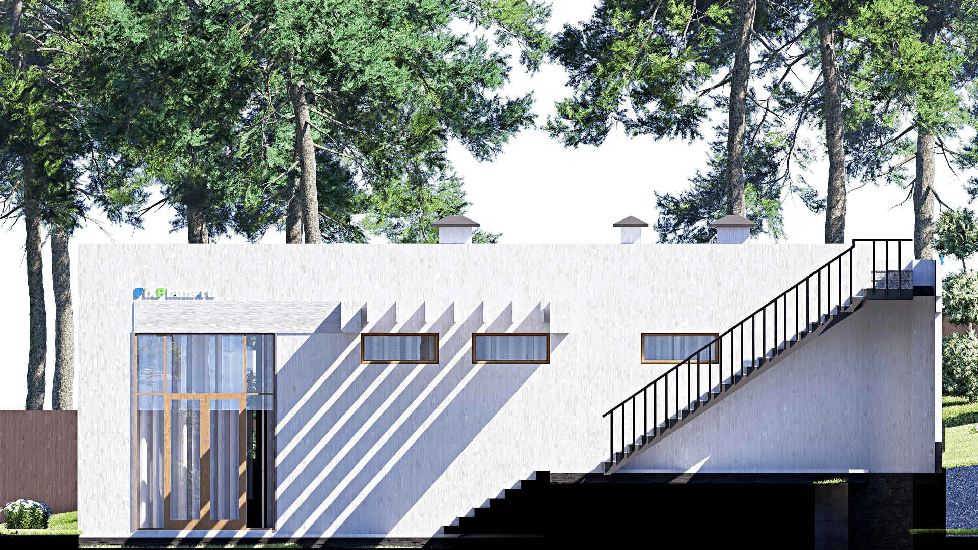 F-15767 - Проект одноэтажного дома 17 на 19, площадью 230 м² с террасой и 3 спальнями