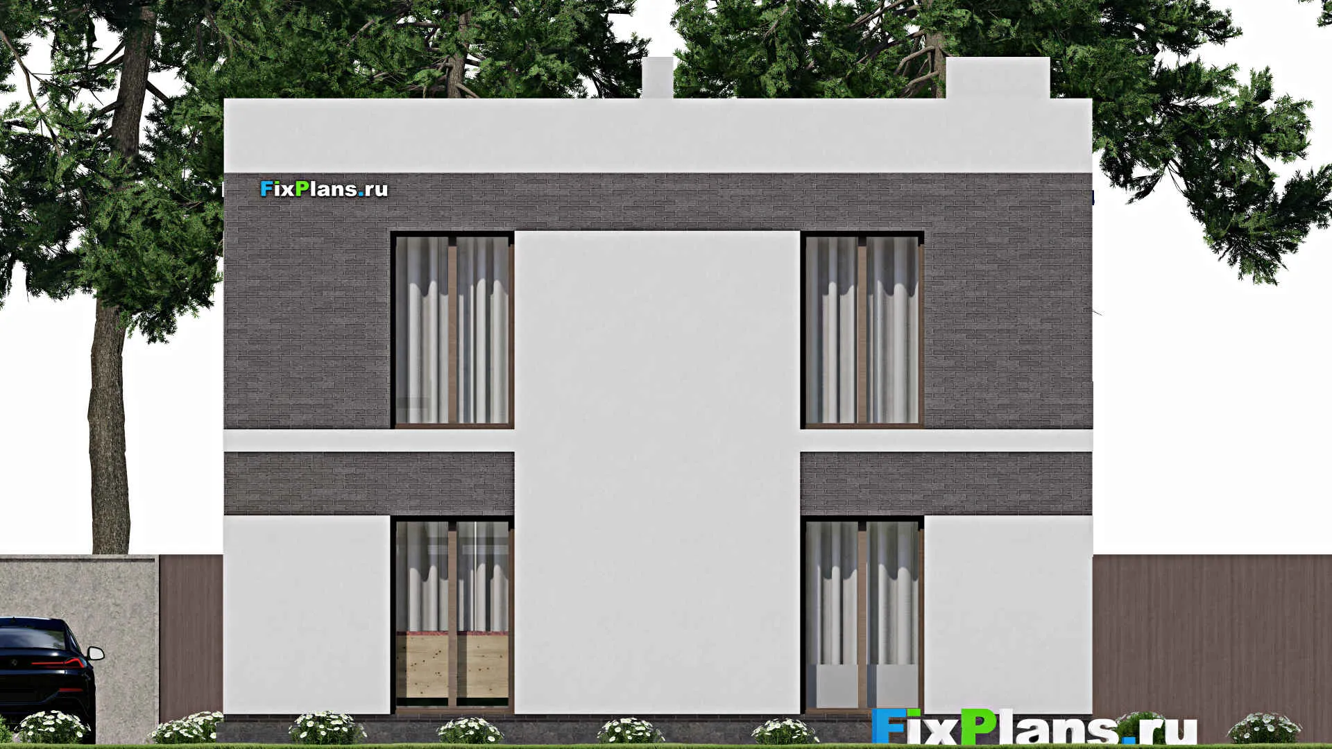 F-6083 - Проект двухэтажного дома 11 на 11, площадью 210 м² с террасой, балконом и 3 спальнями