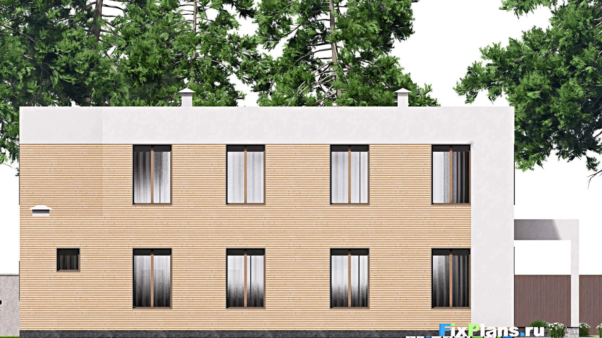 F-17009 - Проект двухэтажного дома 19 на 21, площадью 490 м² с террасой, балконом, баней, спортзалом и 8 спальнями