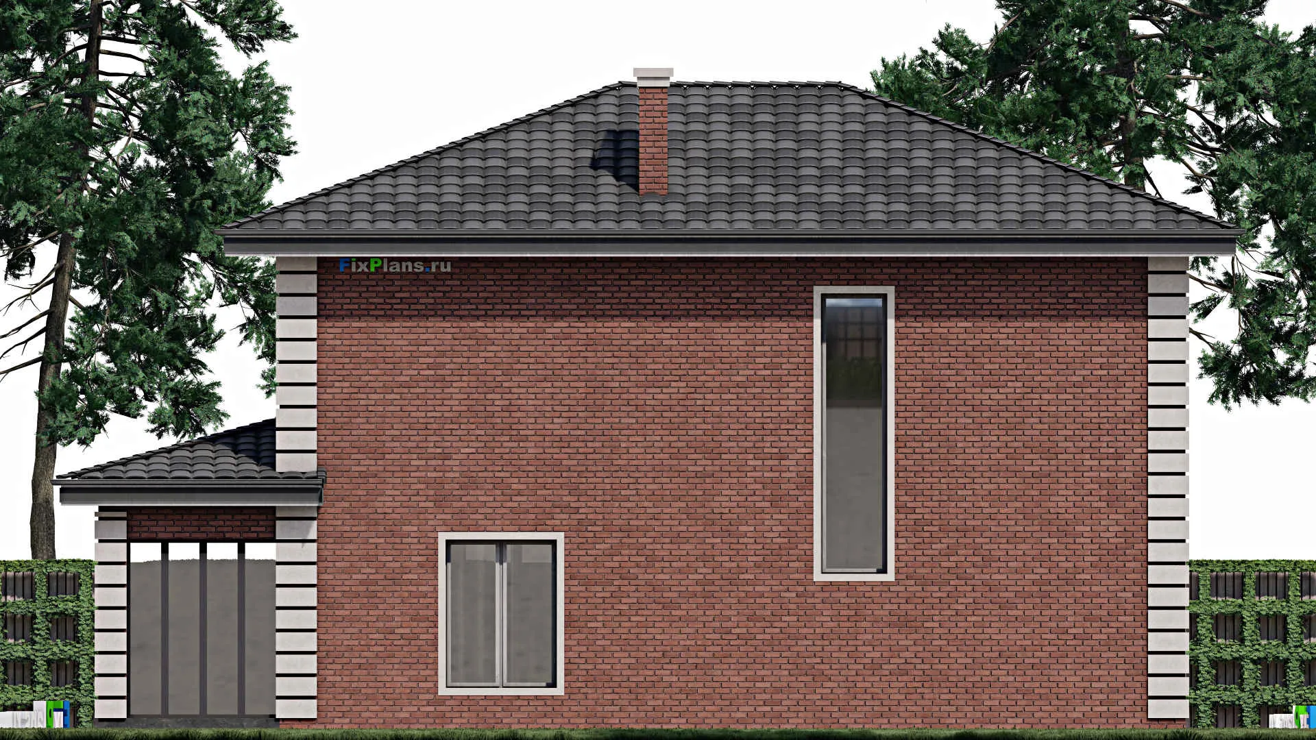 F-1439 - Проект двухэтажного дома 10 на 15, площадью 180 м² с террасой, балконом и 3 спальнями