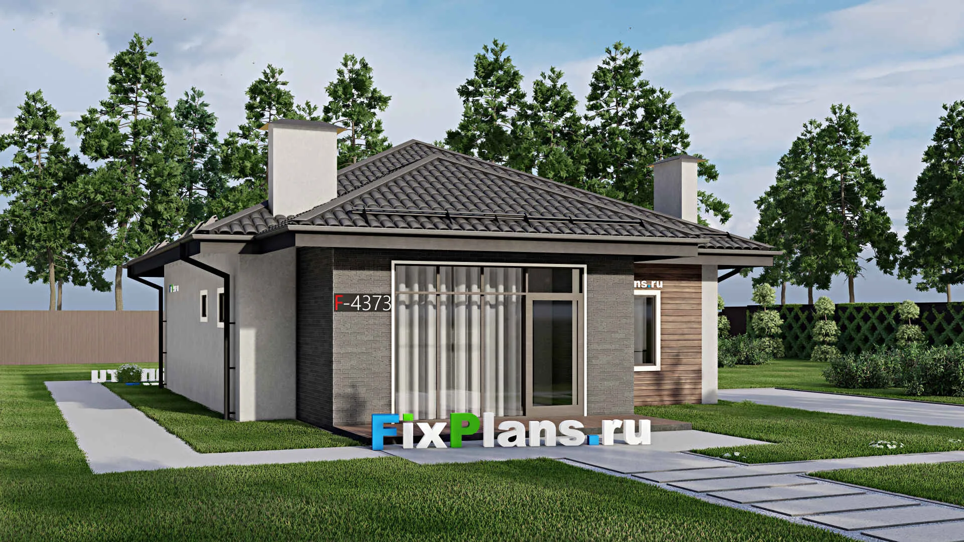 F-4373 - Проект одноэтажного дома 10 на 13, площадью 90 м² с 2 спальнями