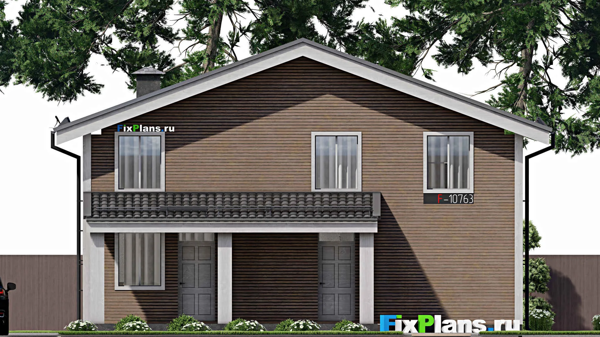 F-10763 - Проект дома с мансардой 10 на 14, площадью 110 м² с террасой и 3 спальнями