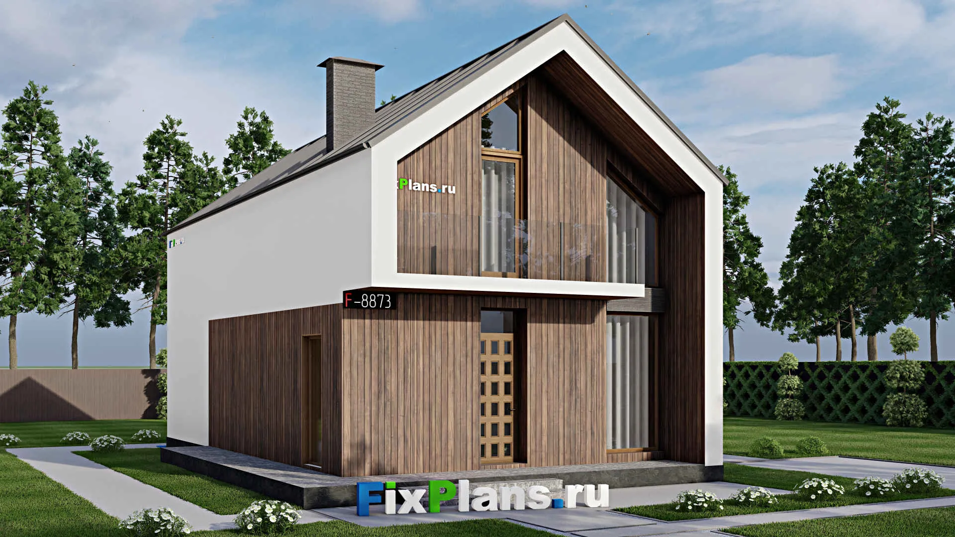 F-8873 - Проект дома с мансардой 10 на 14, площадью 180 м² с террасой, балконом и 3 спальнями