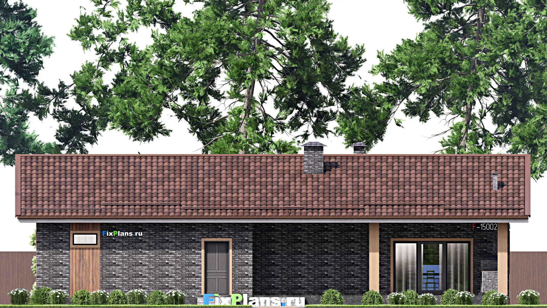 F-15002 - Проект бани 9 на 19, площадью 130 м² с комнатой отдыха, терассой и санузлом