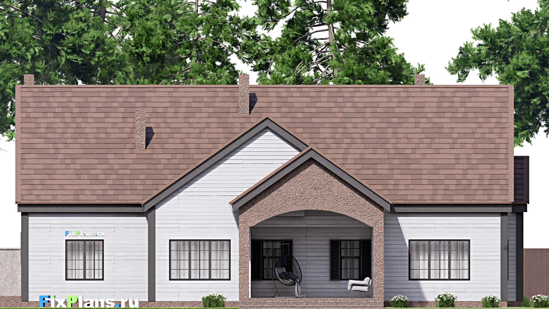 F-16928 - Проект дома с мансардой 19 на 20, площадью 340 м² с террасой, гаражом на 2 машины и 5 спальнями