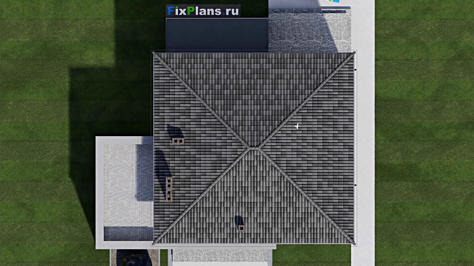 F-1835 - Проект двухэтажного дома 12 на 16, площадью 270 м² с террасой, балконом, гаражом на 1 машину и 4 спальнями