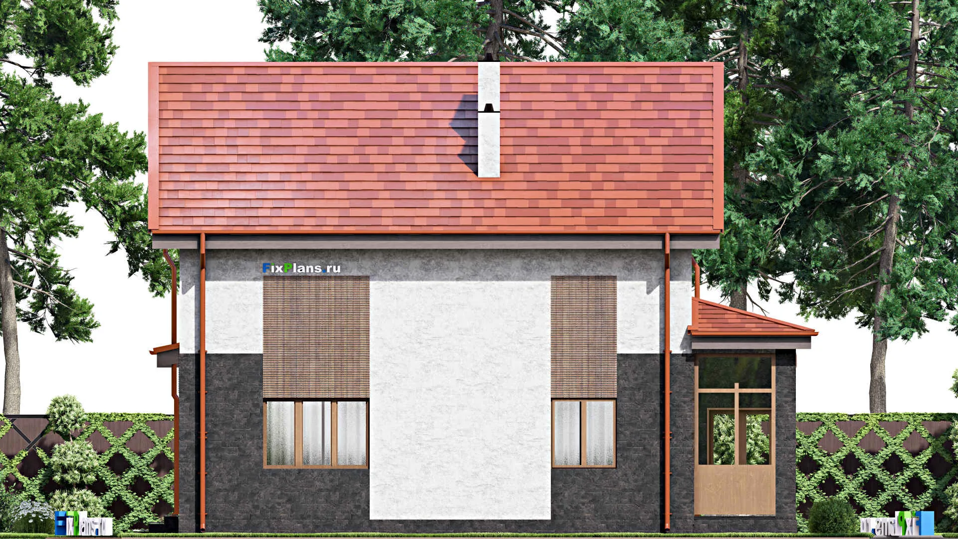 F-15227 - Проект двухэтажного дома 13 на 15, площадью 210 м² с гаражом на 2 машины и 3 спальнями