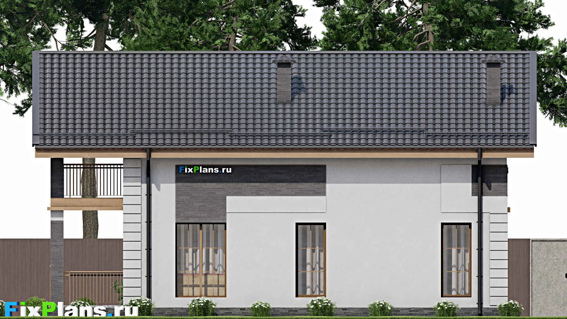 F-9044 - Проект дома с мансардой 11 на 14, площадью 210 м² с террасой, балконом и 4 спальнями
