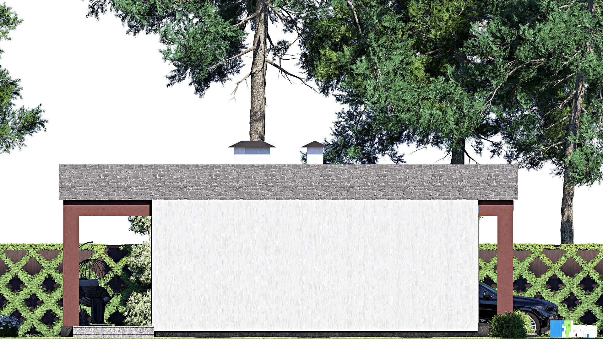 F-17351 - Проект одноэтажного дома 12 на 13, площадью 110 м² с террасой и 2 спальнями