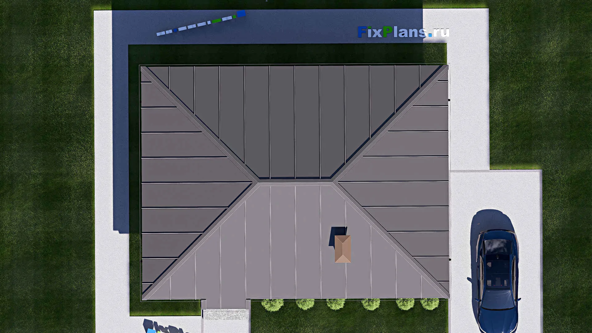 F-18107 - Проект одноэтажного дома 10 на 12, площадью 90 м² с 2 спальнями