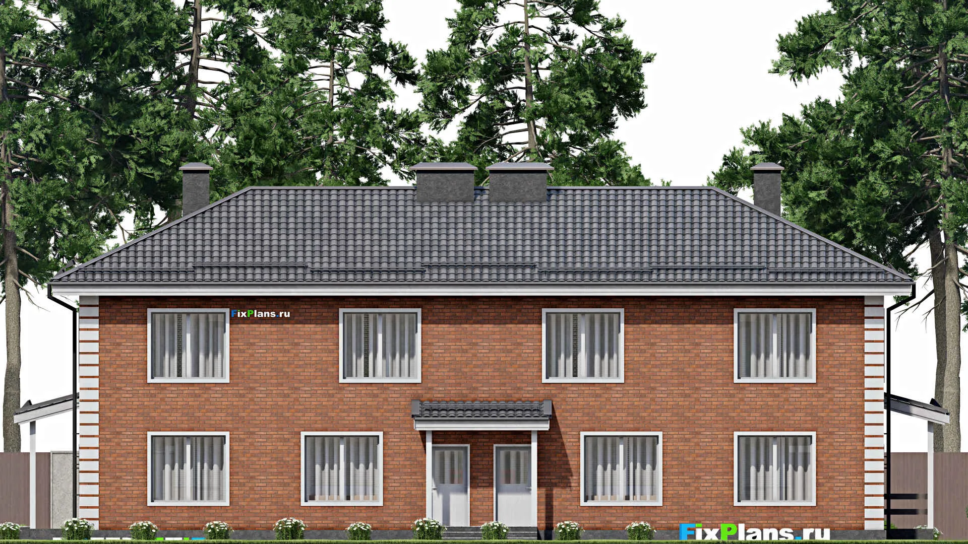 F-6911 - Проект двухэтажного дома 12 на 24, площадью 290 м² с 6 спальнями