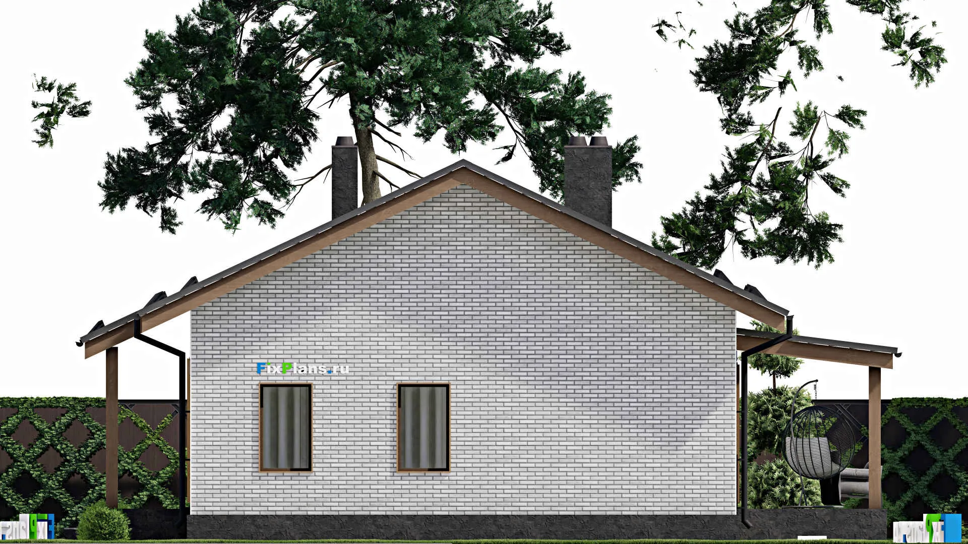 F-2294 - Проект одноэтажного дома 10 на 17, площадью 140 м² с террасой и 3 спальнями