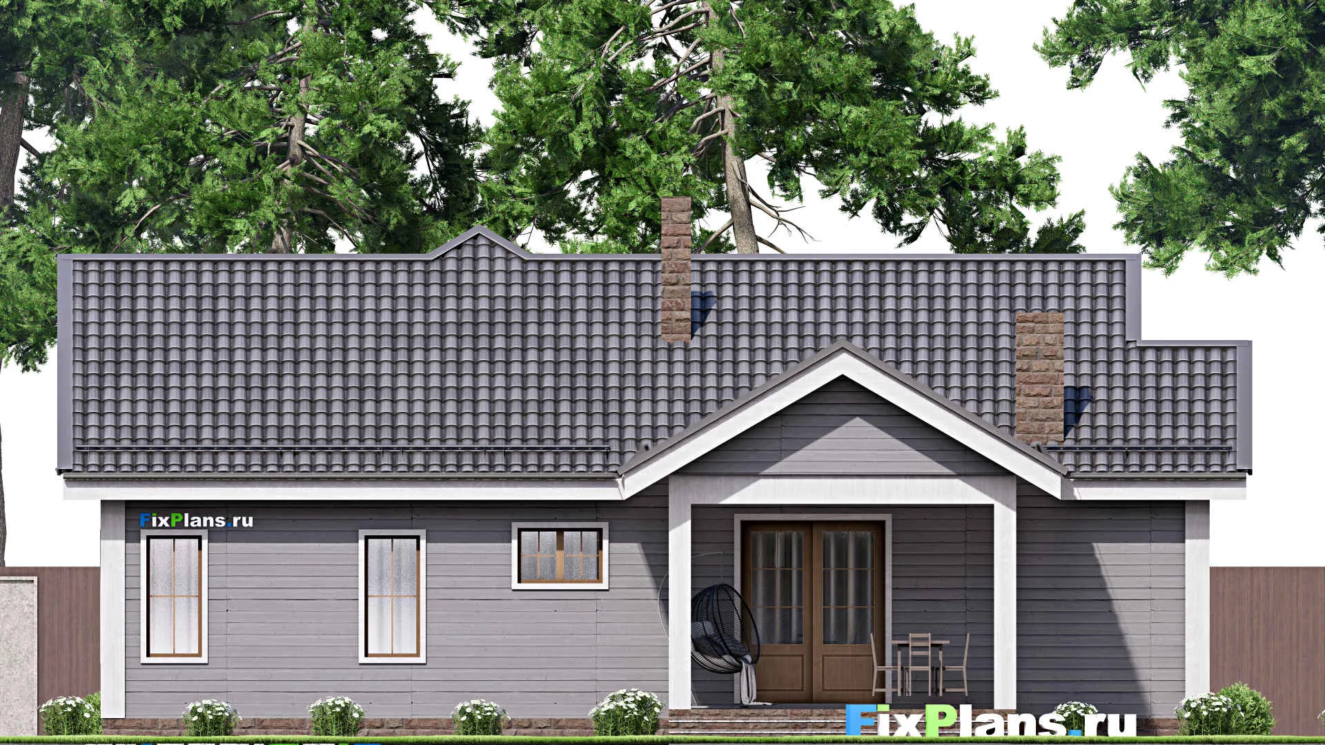 F-16415 - Проект одноэтажного дома 15 на 17, площадью 160 м² с 4 спальнями