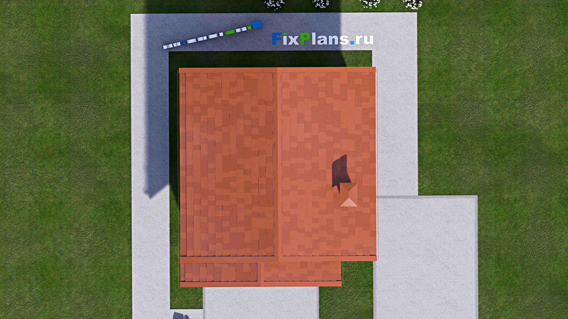 F-15371 - Проект бани 7 на 8, площадью 50 м² с комнатой отдыха, мансардой, санузлом и спальней