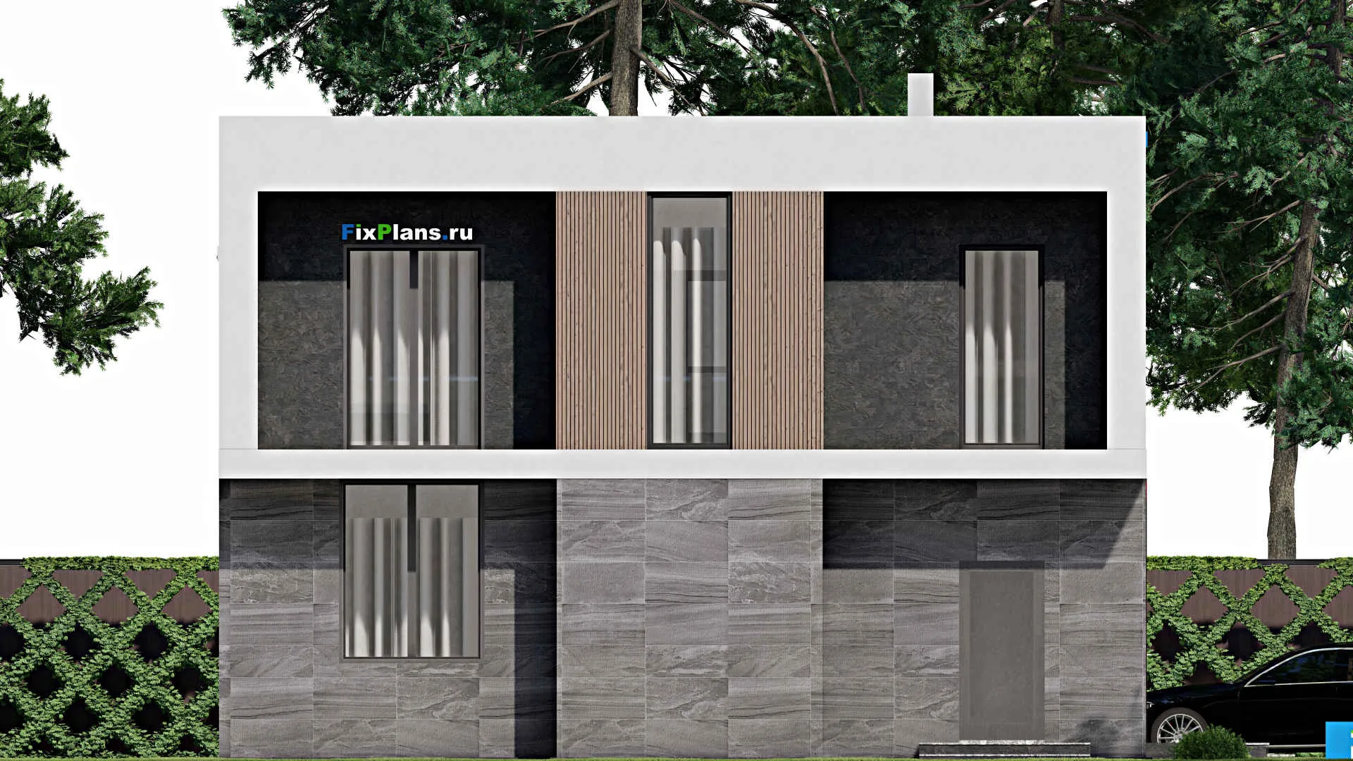 F-10592 - Проект двухэтажного дома 11 на 12, площадью 170 м² с балконом и 5 спальнями