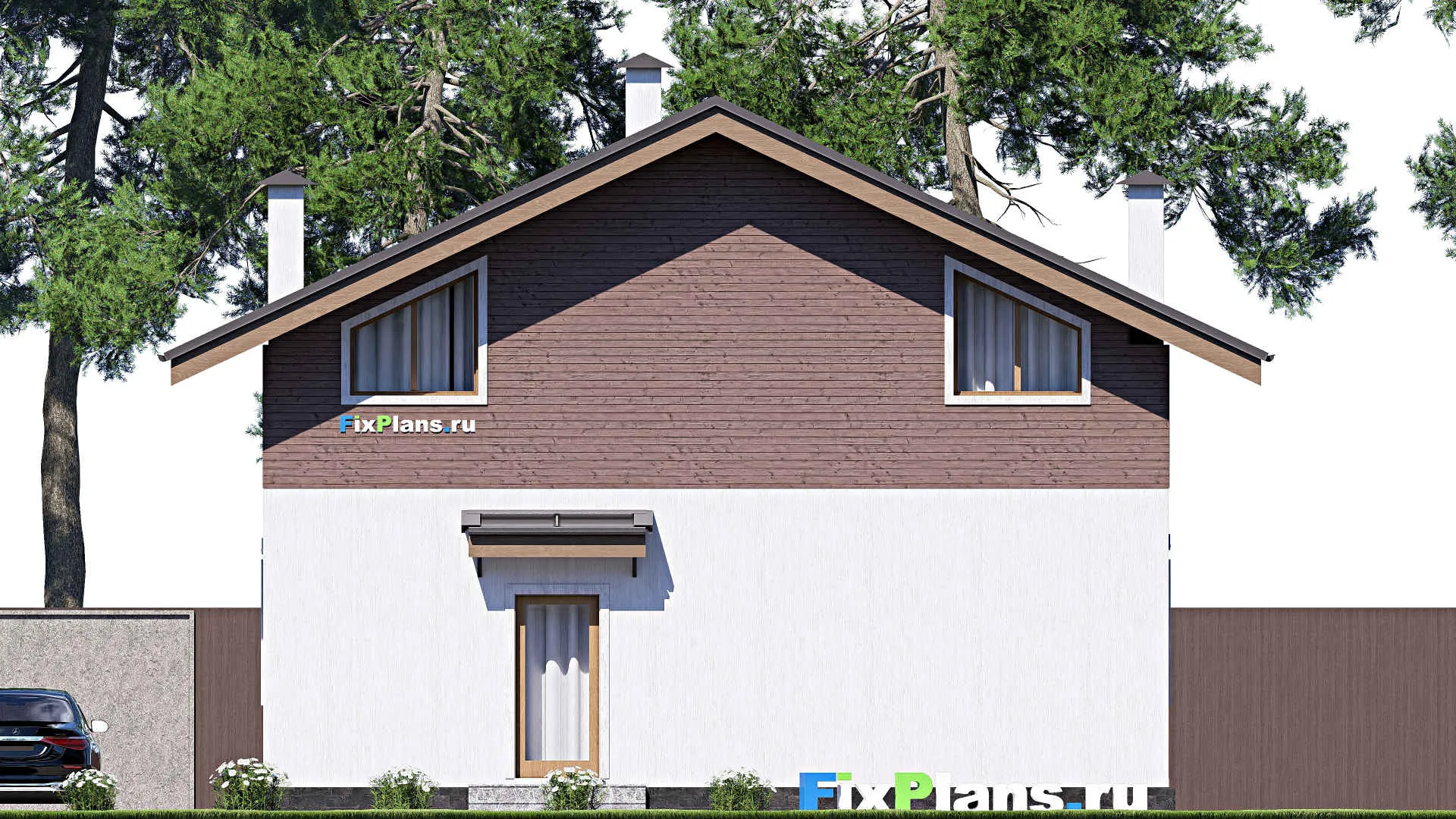 F-17378 - Проект дома с мансардой 9 на 11, площадью 120 м² с балконом и 4 спальнями