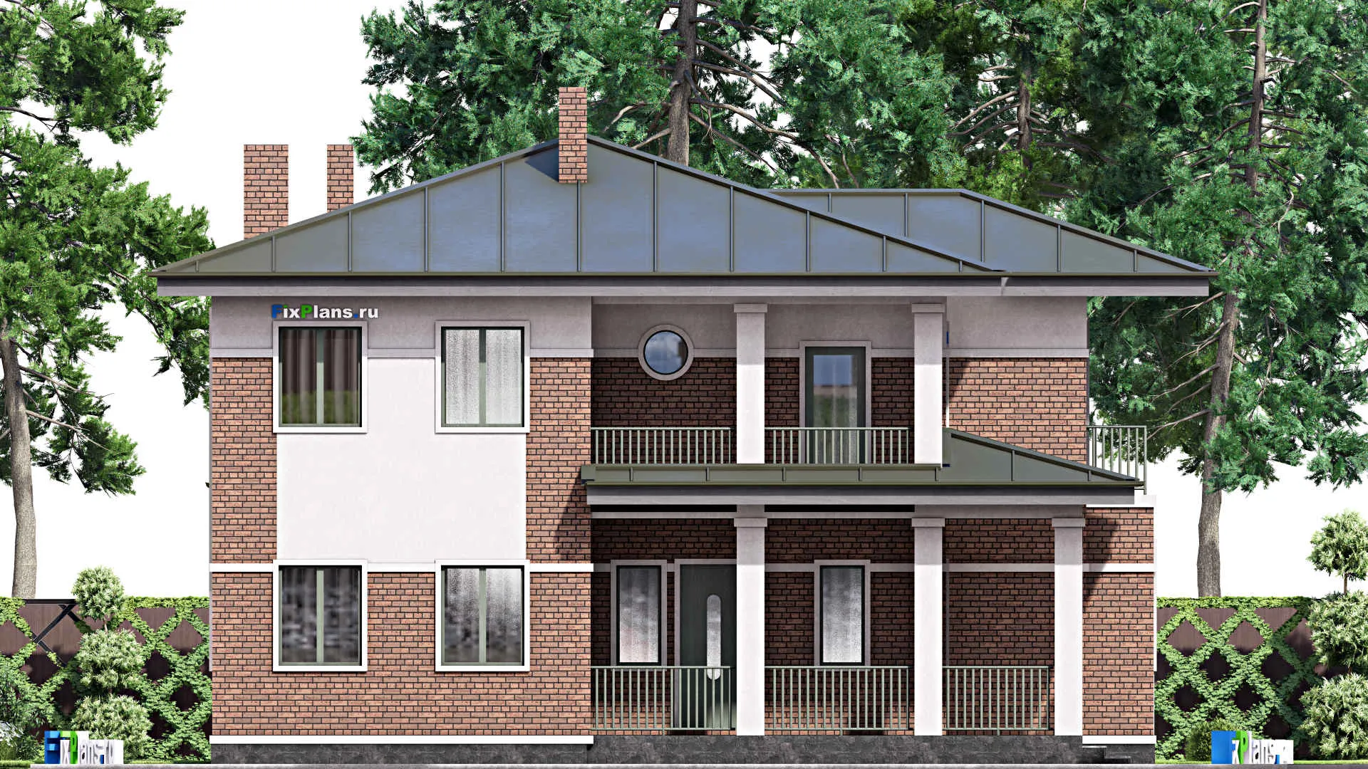 F-15875 - Проект двухэтажного дома 14 на 16, площадью 260 м² с террасой, балконом и 4 спальнями