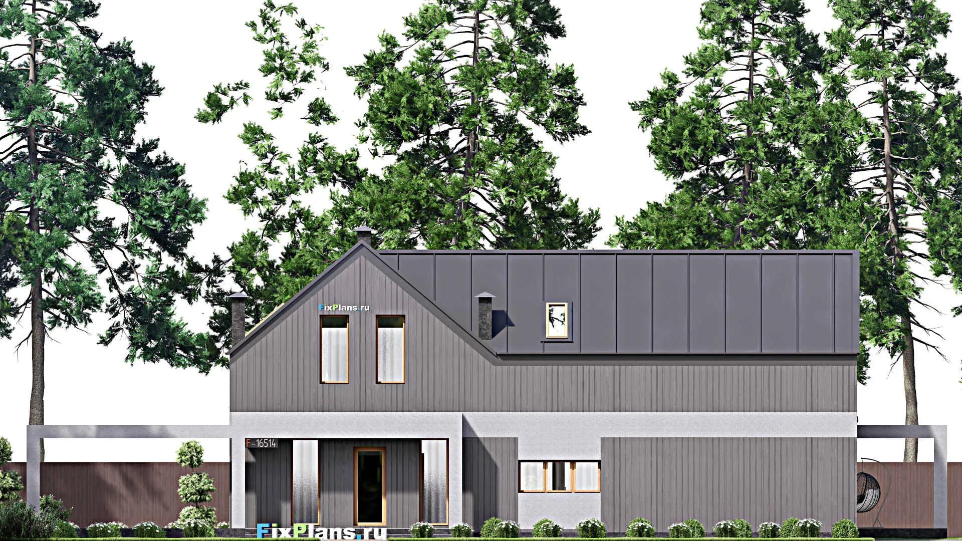 F-16514 - Проект дома с мансардой 17 на 28, площадью 410 м² с 6 спальнями