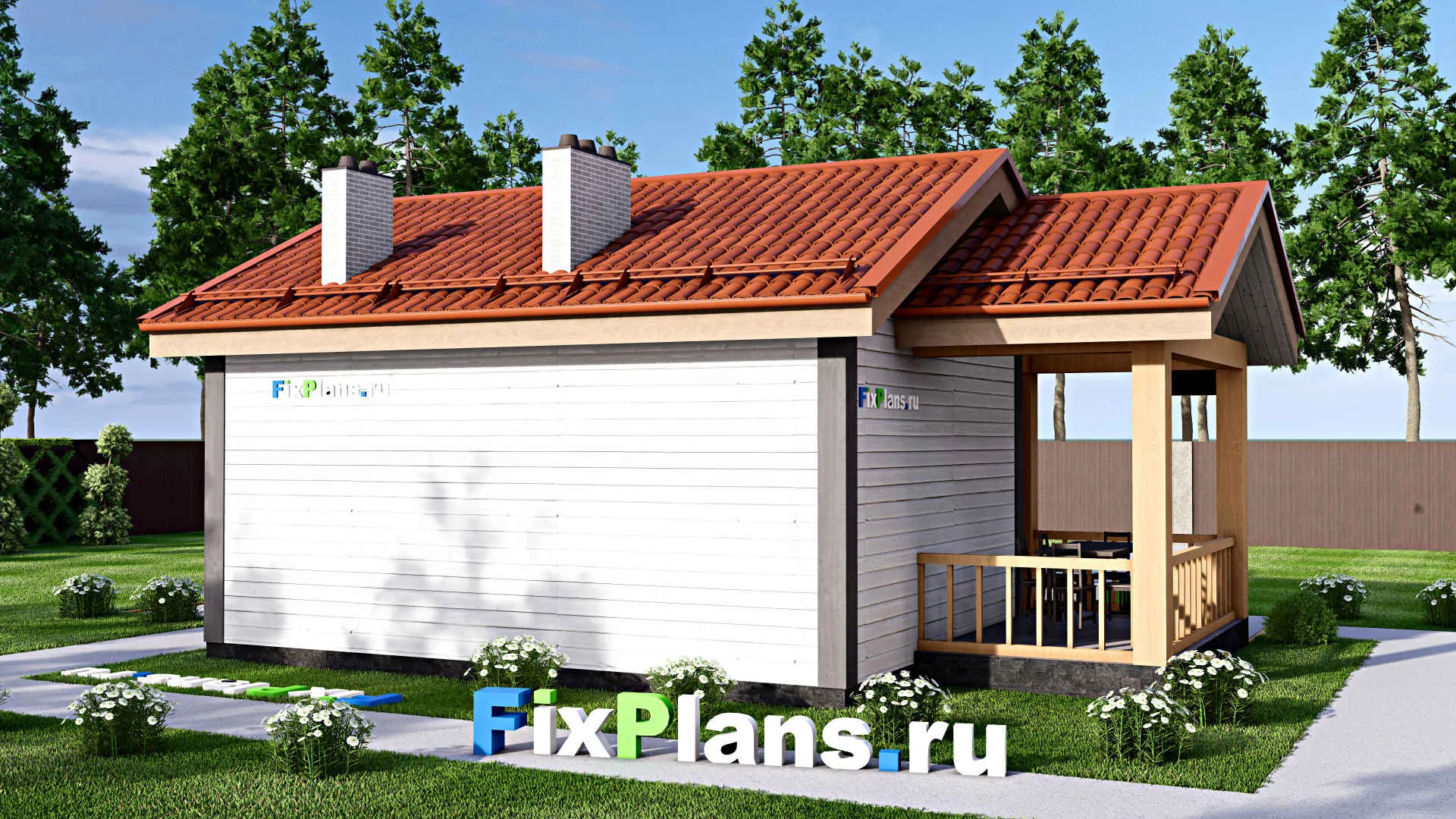 F-15686 - Проект бани 8 на 10, площадью 60 м² с комнатой отдыха