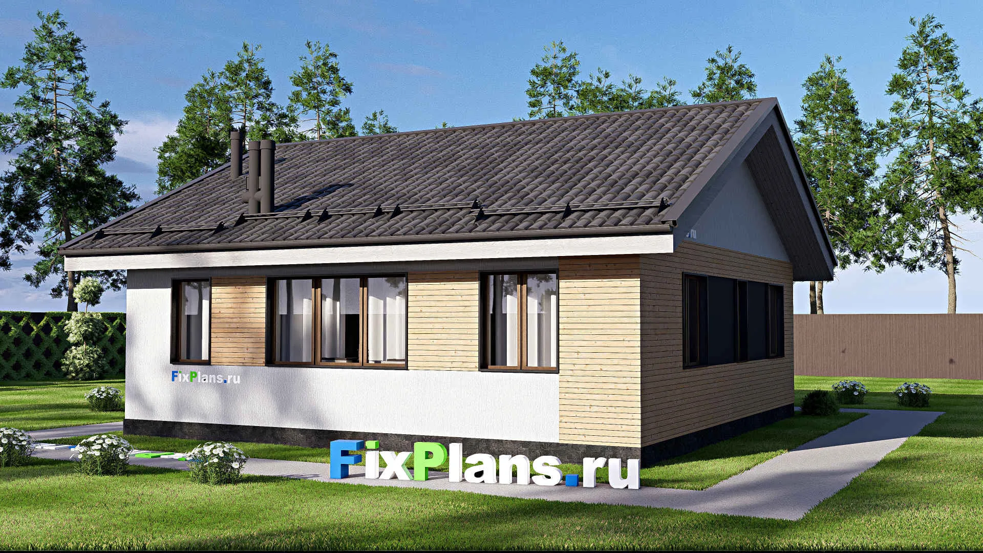 F-20375 - Проект одноэтажного дома 10 на 11, площадью 80 м² с 2 спальнями