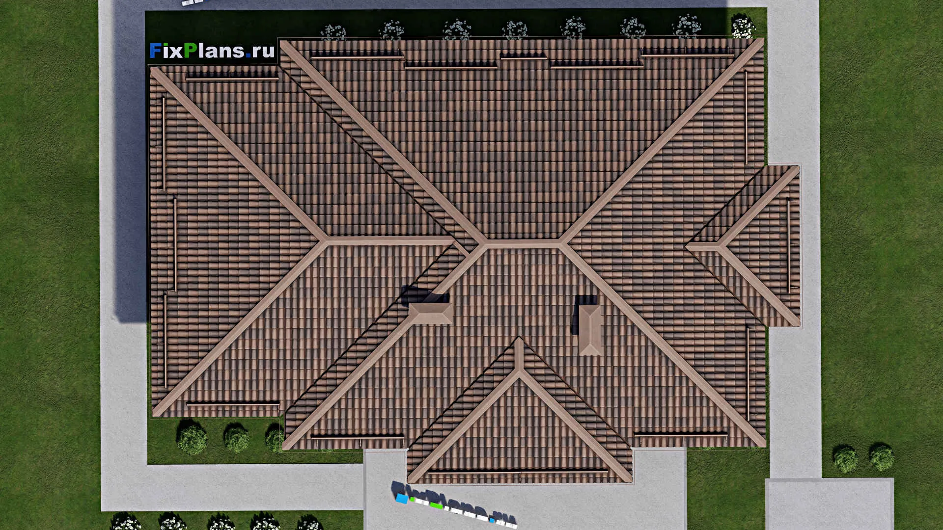 F-8396 - Проект одноэтажного дома 13 на 17, площадью 160 м² с террасой и 3 спальнями