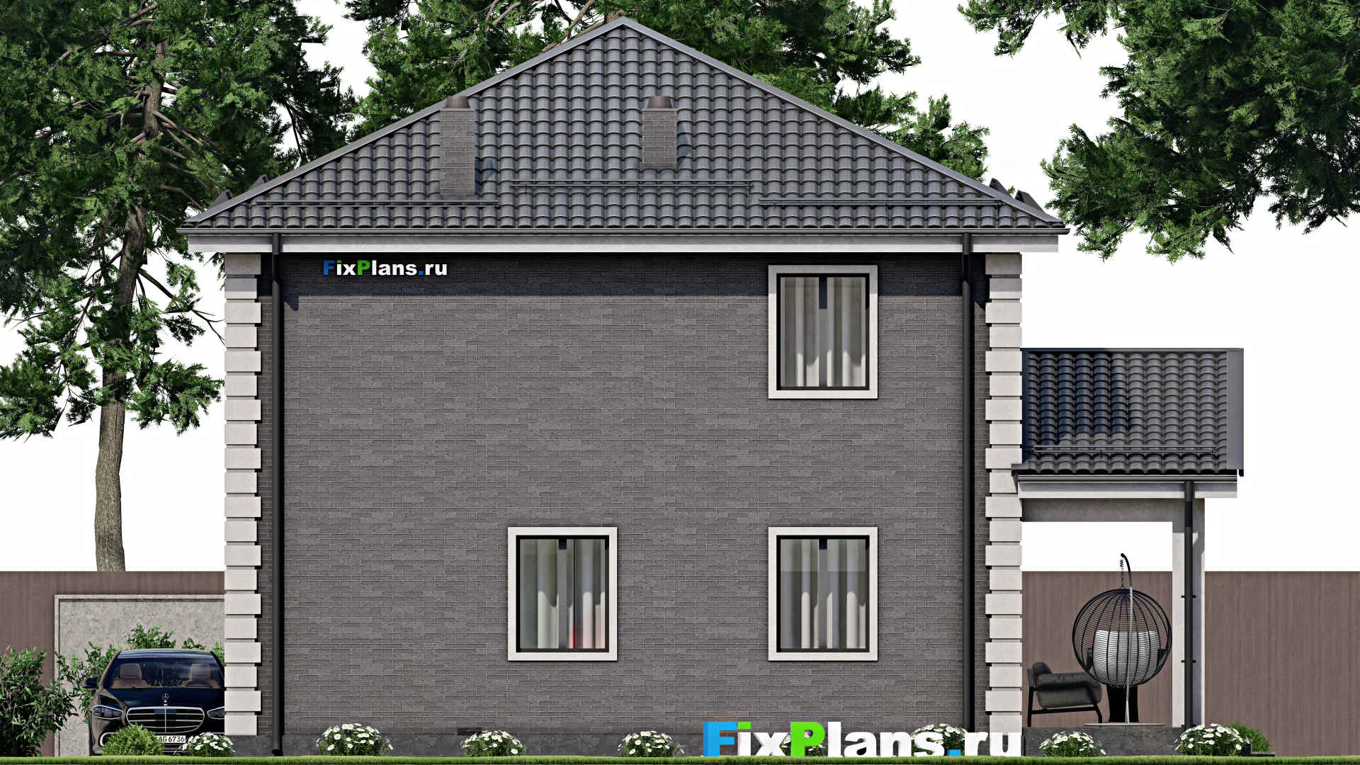 F-4274 - Проект двухэтажного дома 10 на 11, площадью 180 м² с террасой и 5 спальнями