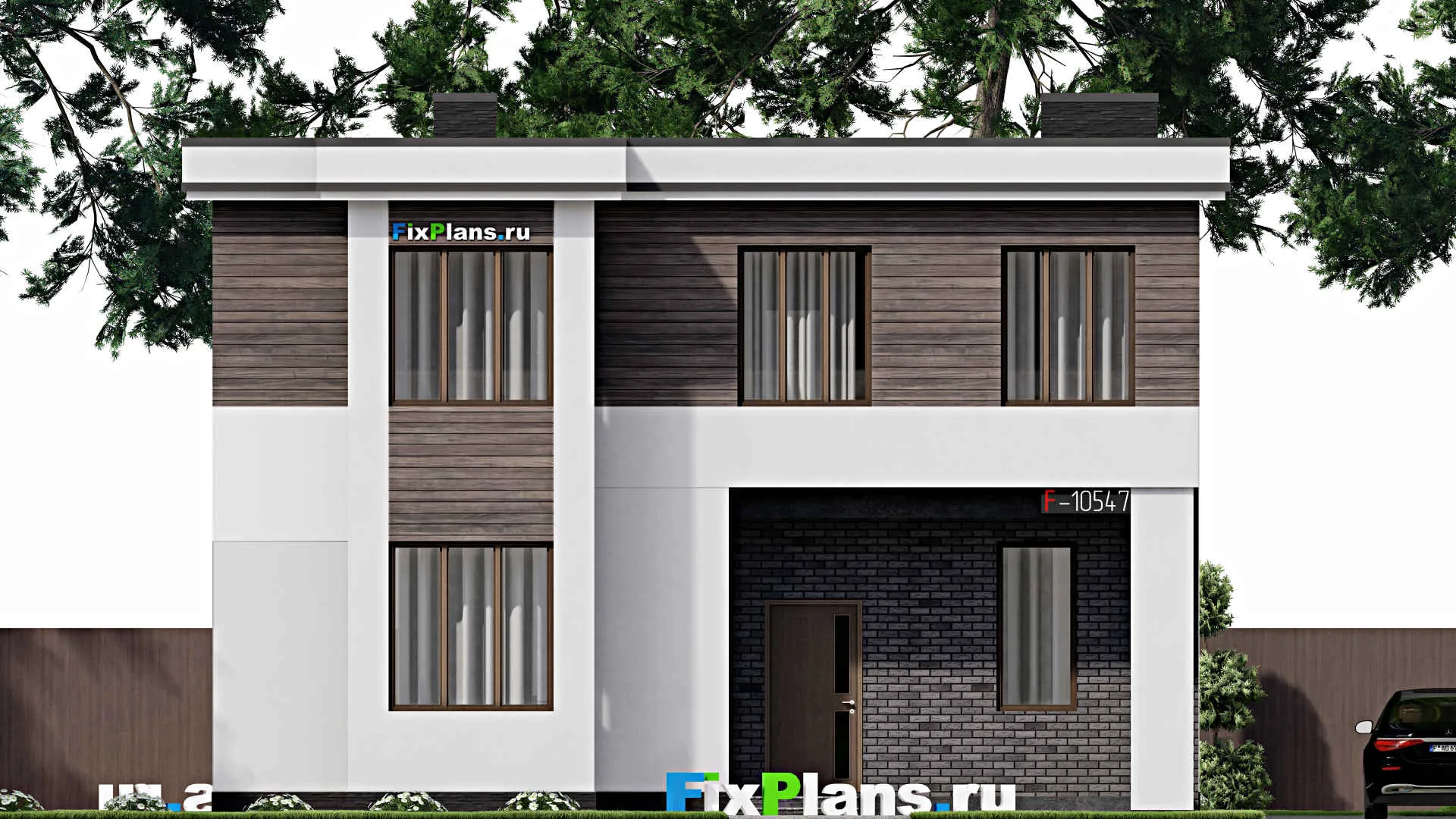 F-10547 - Проект двухэтажного дома 11 на 14, площадью 200 м² с баней и 4 спальнями