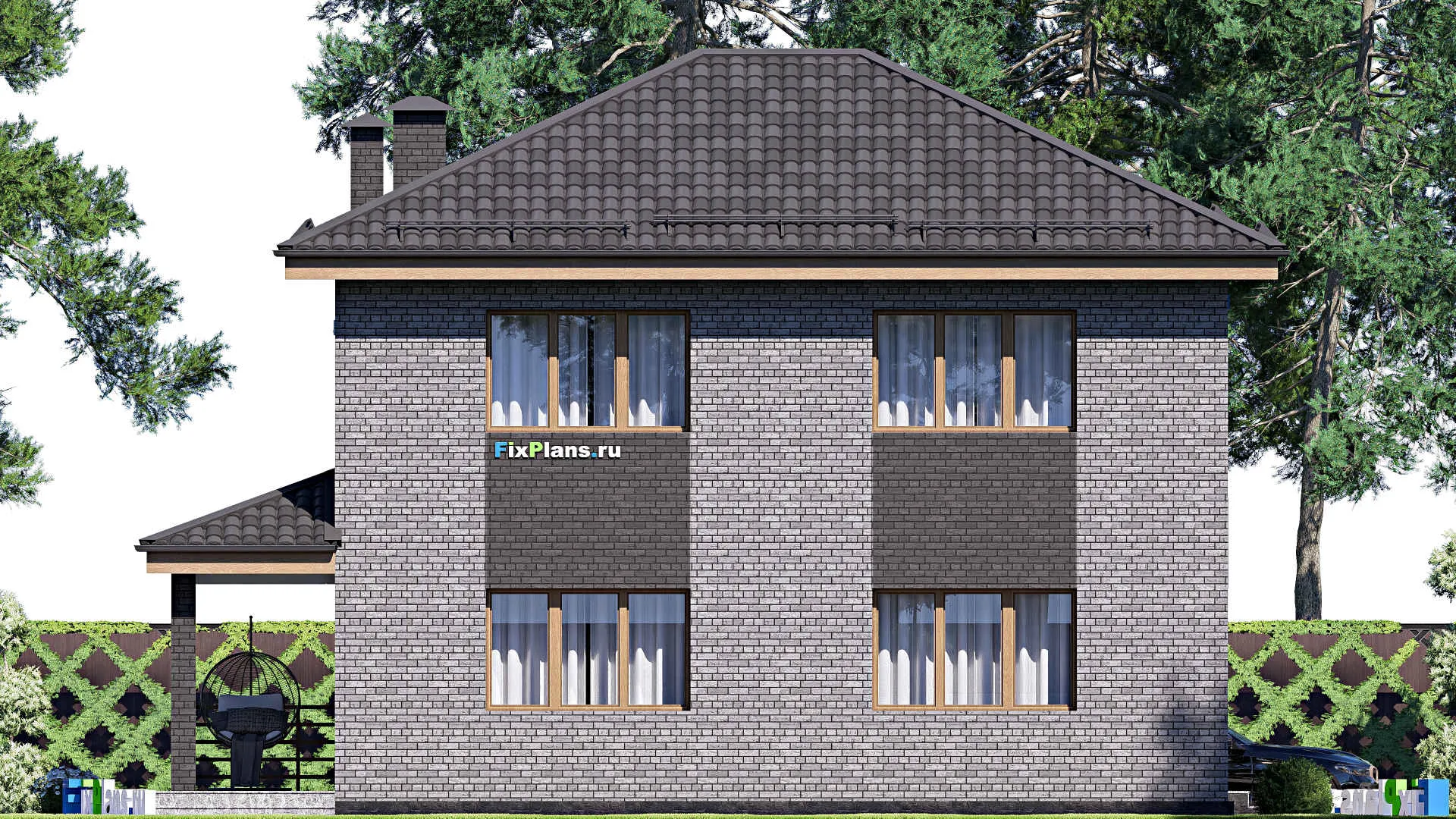 F-17018 - Проект двухэтажного дома 9 на 13, площадью 150 м² с террасой, балконом и 3 спальнями