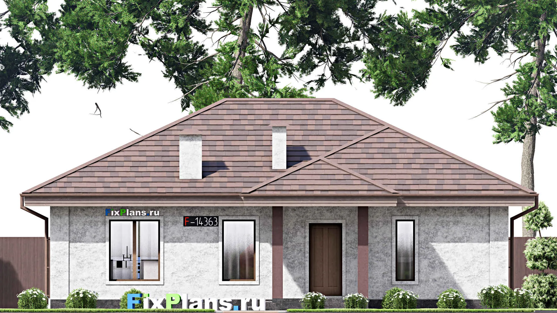 F-14363 - Проект одноэтажного дома 12 на 13, площадью 110 м² с 3 спальнями