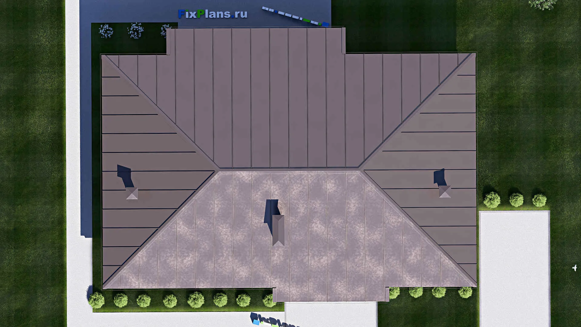 F-17747 - Проект одноэтажного дома 15 на 21, площадью 220 м² с террасой и 3 спальнями