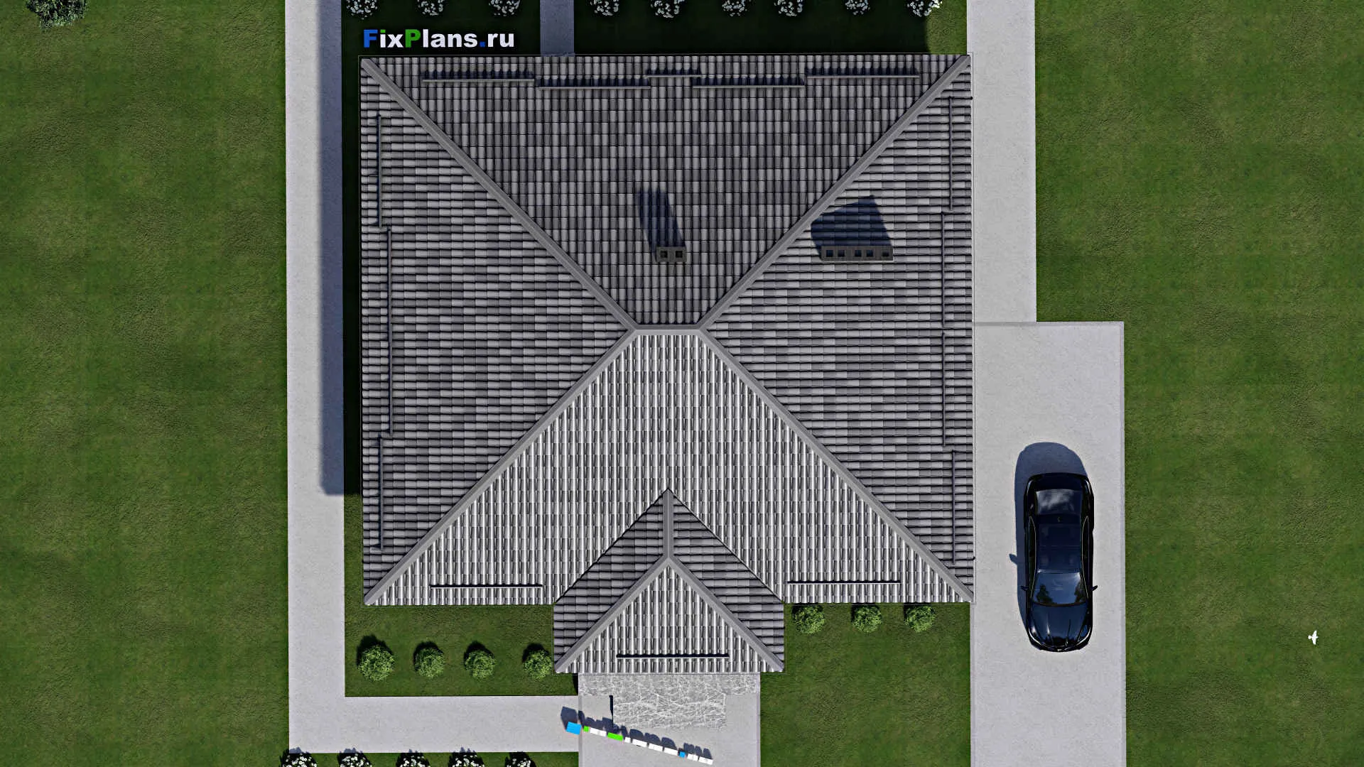 F-3266 - Проект одноэтажного дома 15 на 15, площадью 170 м² с 4 спальнями