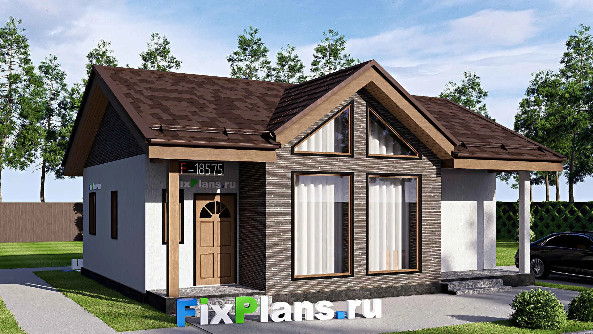 F-18575 - Проект одноэтажного дома 9 на 11, площадью 80 м² с 2 спальнями