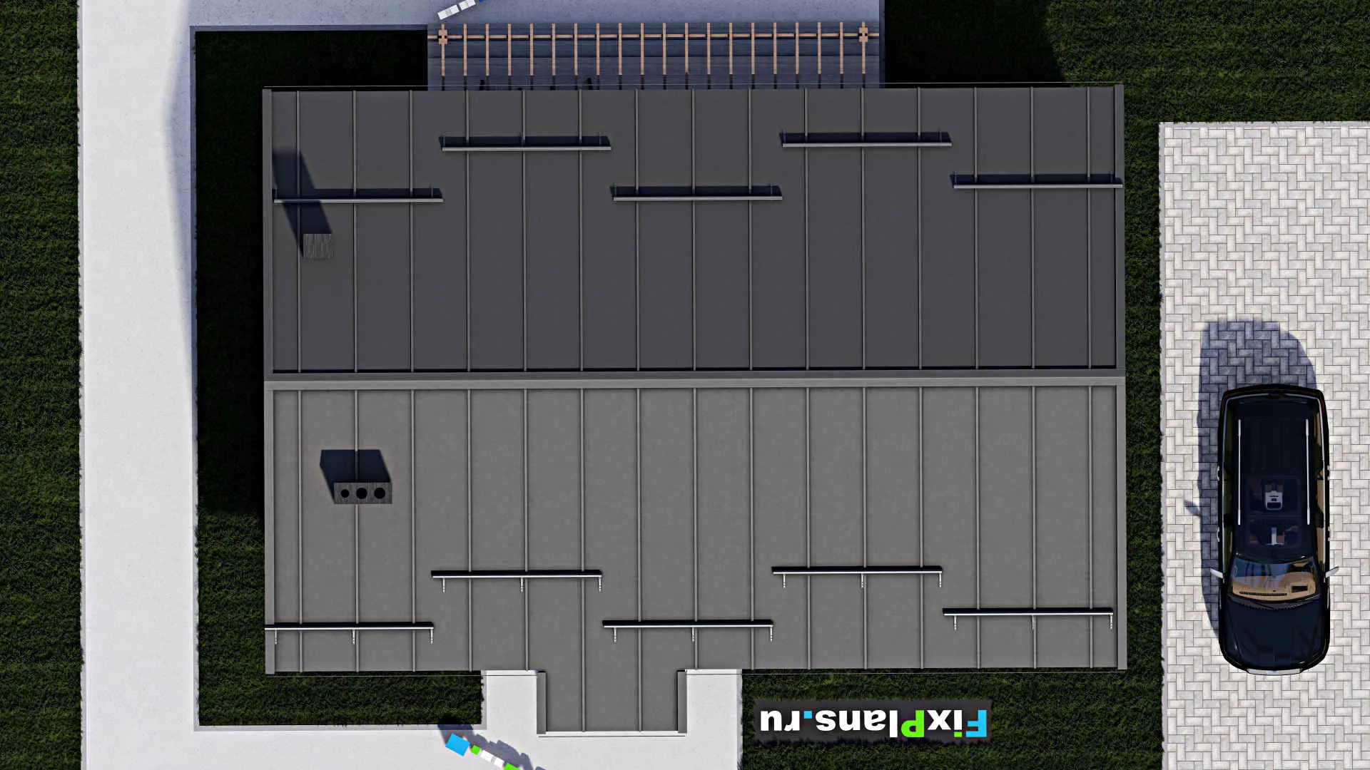 F-0521 - Проект одноэтажного дома 11 на 14, площадью 110 м² с террасой и 3 спальнями