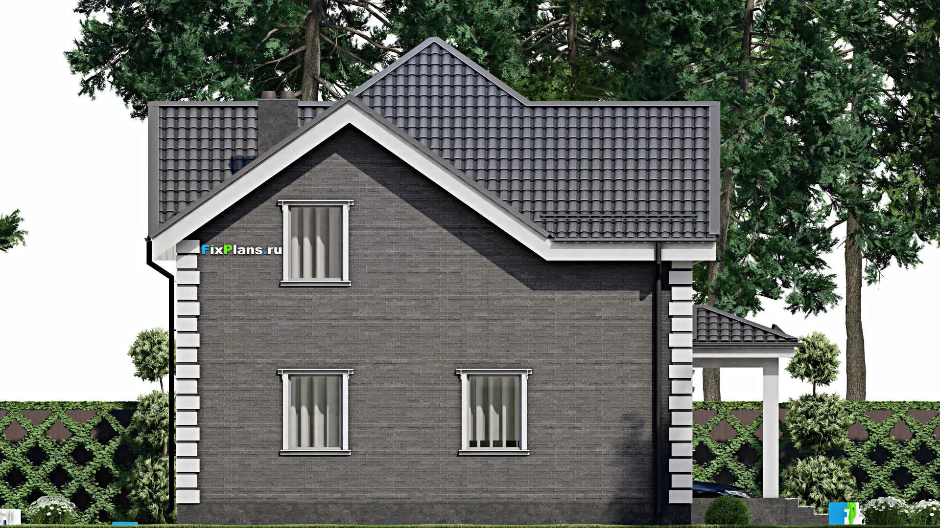 F-4526 - Проект дома с мансардой 10 на 10, площадью 150 м² с баней и 3 спальнями
