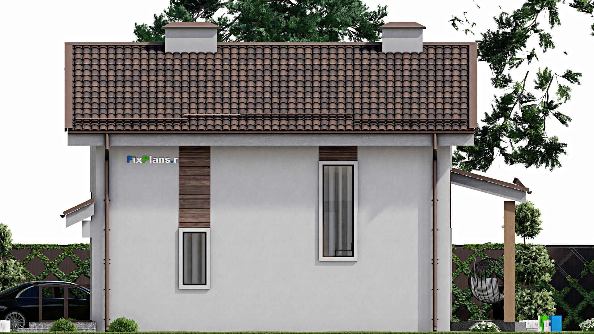 F-8504 - Проект дома с мансардой 9 на 13, площадью 140 м² с террасой, балконом и 3 спальнями